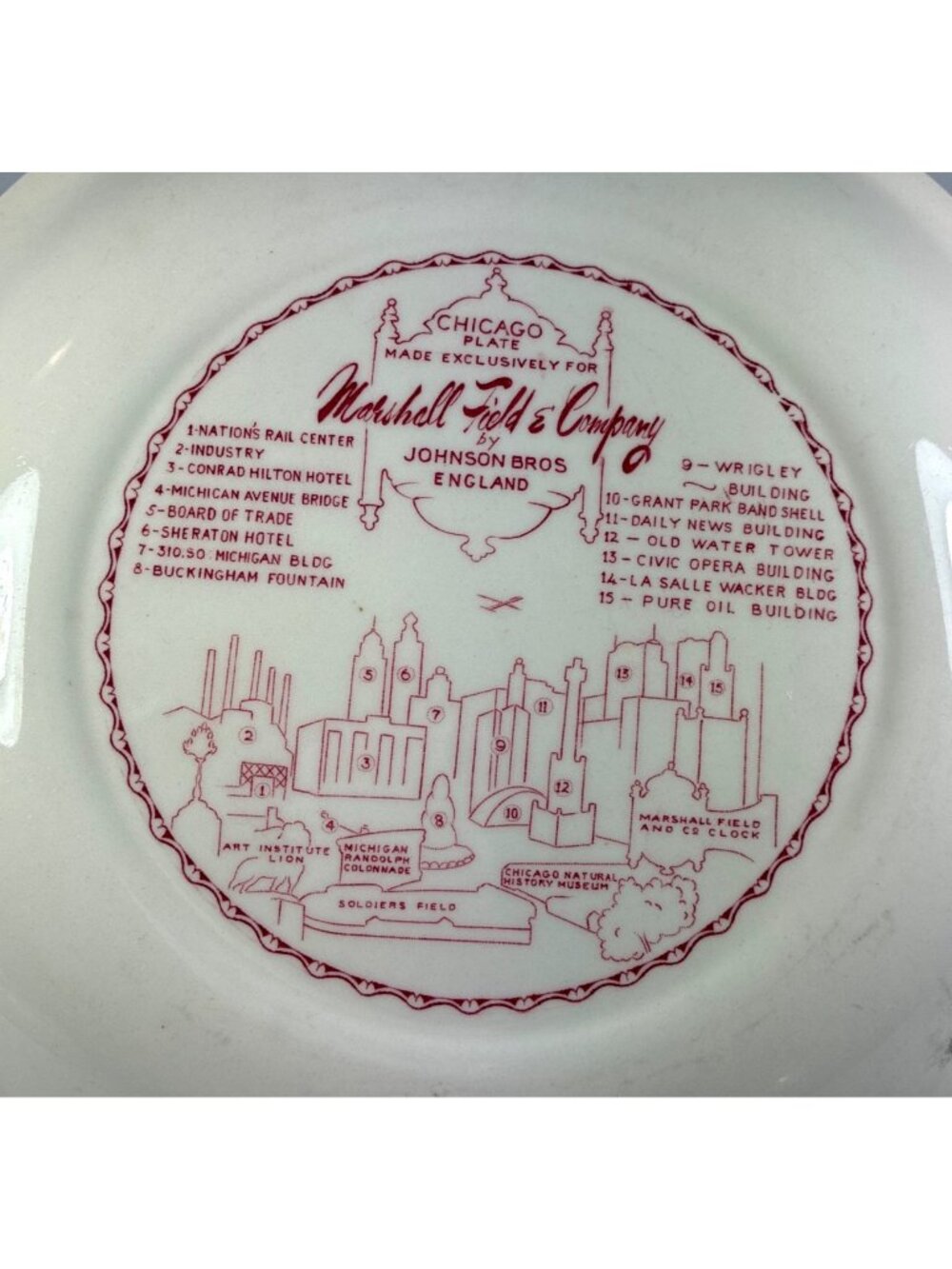 Vintage Marshall Field & Company Chicago souvenir plate by Johnson Bros. England - Picture 3 of 13